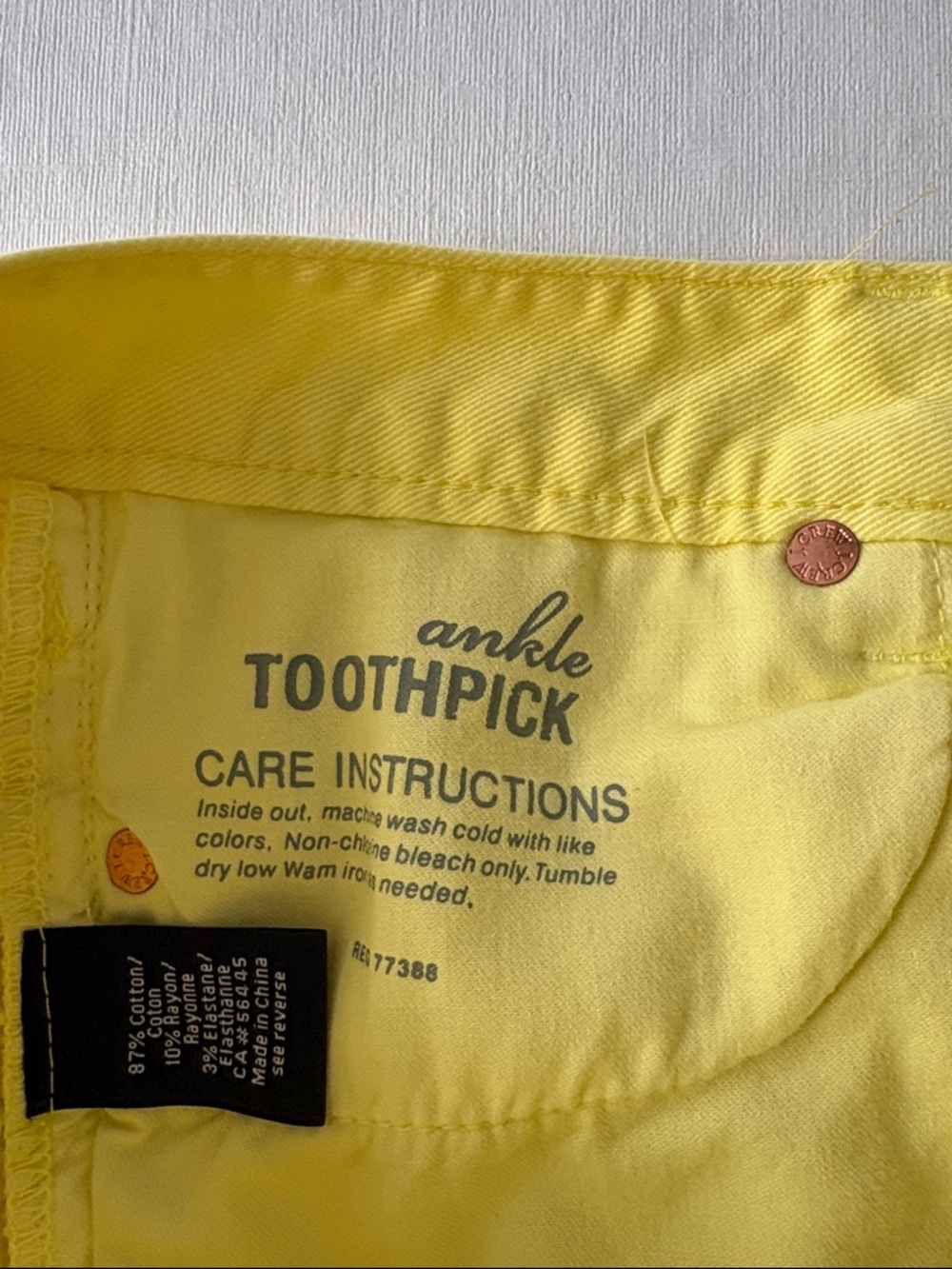J. Crew Bright Yellow Toothpick Ankle Jeans - Picture 5 of 7